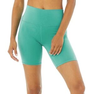 ALO Yoga High Waist Biker Shorts in Ocean Teal Size S